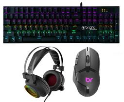 Kit Gamer Bright - Teclado Mecanico 564, Mouse Octane MO003 7200 Dpi, Headset 7,1 Kit Gamer Bright - Teclado Mecanico 564, Mouse Octane MO003 7200 Dpi, Headset 7,1