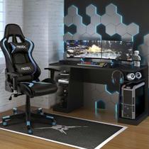 Kit Gamer Cadeira Reclinável Moob Thunder Com Mesa Escrivaninha MX Com Suporte para Headset Preto