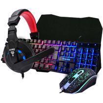 Kit gamer clanm cl-cj01 jungle headset 40mm teclado led rainbow mouse dpi 3600 mousepad 290 x 250mm