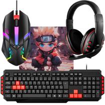 Kit Gamer Com Teclado + Headset c/ Microfone + Mouse Led em 7 Cores