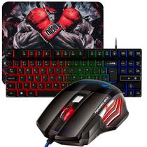 Kit Gamer Com Teclado Led RGB Rainbow + Mouse Gamer Led 7 Cores + Pad Speed Estampado