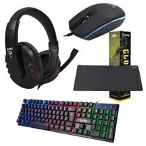 Kit Gamer Com Teclado Mouse Headset Mouse Pad SET002