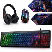 Kit Gamer Competitivel Led Teclado Semi Mecânico + Mouse Óptico E Headset Kit Gamer Competitivel Led Teclado Semi Mecânico + Mouse Óptico E Headset