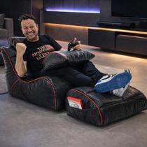Kit Gamer Completo Arcade Poltrona e Apoios com Enchimento de Micro Perolas e Impermeável GoodPufes Pufe Ergonômico com porta objetos Kit Gamer Completo Arcade Poltrona e Apoios com Enchimento de Micro Perolas e Impermeável GoodPufes Pufe Ergonômico com porta objetos