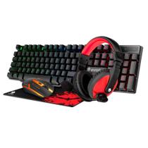 Kit Gamer Completo EG-51 com Teclado Mouse Fone e Mousepad - Evolut