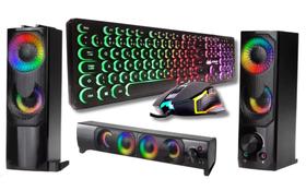Kit Gamer Completo- Teclado Abnt2 Teclas Redondas Tipo Chocolate Impermeavel e Silencioso Led RGB, Mouse 6 Botões 4800 D