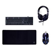 Kit Gamer Dazz Novacore 4 em 1, Teclado Iluminação Rainbow + Mouse + Mousepad 70x30cm + Headset