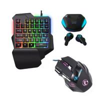 Kit Gamer de Celular com Mouse Gamer, Teclado One Hand e Fone BT Low Latence