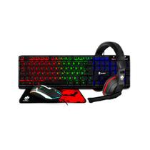 Kit gamer evolut 4x1 eg-54 teclado abnt2 led rainbow + mouse usb 1600dpi + headset conexao p2 + mousepad speed 250x210x2 mm
