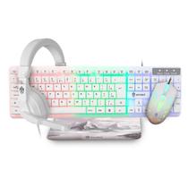 Kit Gamer Evolut Starter com Teclado, Mouse, Headset e Mousepad, LED Rainbow, ABNT2, 1600 DPI, Driver 40mm, Branco - EG55