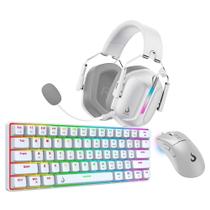 Kit Gamer Full Set 03 Rise Mode Red, Teclado Mecânico GM1 White RGB, Mouse G1 Pro White 12000 DPI e Headset G1 SE, Branco - RM-GFS03-WRED