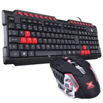 Kit Gamer Grifo Com Mouse DPI Até 2400 Led Vermelho Cor Preto Detalhes Cromados + Teclado 100% ABNT2 Resistente a Derramamentos de Líquidos