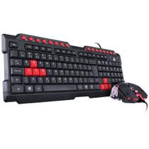Kit Gamer Grifo Com Teclado ABNT2 Resistente a Derramamentos de Líquidos Tamanho 100% + Mouse DPI 2400 Com Led Vermelho Cor Preto Detalhes Cromados