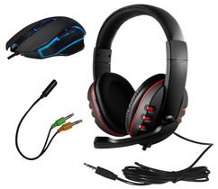 Kit Gamer Headset Gamer com Microfone P3 e Mouse 6 Botões 4800 DPI USB Led Rainbow Pcs Noteebooks Smartp Kit Gamer Headset Gamer com Microfone P3 e Mouse 6 Botões 4800 DPI USB Led Rainbow Pcs Noteebooks Smartp