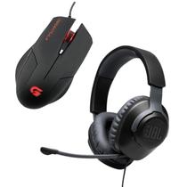 Kit Gamer Headset JBL Quantum 100 + Mouse Tarantula Fortrek - S / M