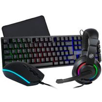 Kit Gamer Kalkan Combo 4 em 1 Headset, Teclado, Mousepad e Mouse com LED