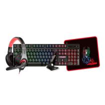 Kit Gamer Kross, Teclado + Mouse, 2.400DPI, LED + Headset + Mousepad e Mouse Bungee, Pre - KE-GK5150