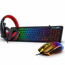Kit Gamer Led Teclado Semi Mecânico Mouse Óptico e Headset Confortável Com Fio Kit Gamer Led Teclado Semi Mecânico Mouse Óptico e Headset Confortável Com Fio