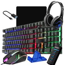 Kit Gamer Mobilador Teclado Mouse Fone P/ Celular Free Fire