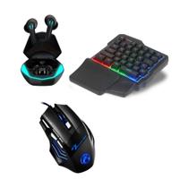 Kit Gamer Mobile Celular - Teclado RGB FPS + Mouse Gamer 3200dpi e Fone Gamer Bluetooth