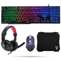 Kit Gamer Nightmare Cj01 Clanm Teclado Mouse Fone Mousepad Preto