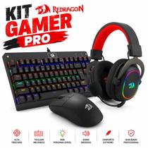 Kit Gamer Profissional Redragon com Mouse King Pro, Teclado Dark Avenger e Headset Zeus Rgb Kit Gamer Profissional Redragon com Mouse King Pro, Teclado Dark Avenger e Headset Zeus Rgb