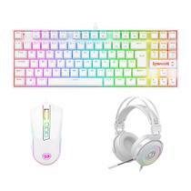 Kit Gamer Redragon RGB Headset Lamia 2 Surround 7.1 + Teclado Kumara Switch Outemu Blue + Mouse Cobra V2, 12400DPI, Branco - S125W