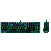 Kit Gamer Redragon S108 Dark Green - Rainbow, Switch Outemu Blue, ANSI + Mouse RGB Camuflado - S108