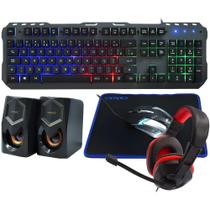 Kit Gamer Satellite GK-53 Teclado Portugues + Mouse + Fone de ouvido + Mousepad + Speaker - Preto Kit Gamer Satellite GK-53 Teclado Portugues + Mouse + Fone de ouvido + Mousepad + Speaker - Preto