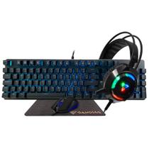 Kit gamer teclado e mouse mousepad + headset gamdias hermes e1b switch blue br - preto