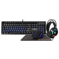 Kit gamer teclado e mouse mousepad + headset gamdias hermes e1b switch blue us - preto