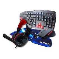 Kit Gamer Teclado + Headset + Mouse + Mousepad Pc e Notebook - Knup