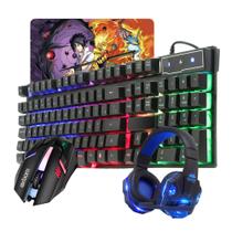 Kit Gamer Teclado Led + Headset RGB + Mouse 1200 Dpi e Mousepad gamer