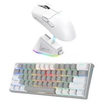 Kit Gamer Teclado Mecânico Aula 60%+ Attack Shark X11 Branco