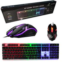 Kit Gamer Teclado Mouse Semi Mecânico Rgb Led Português Usb