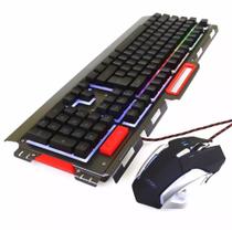 Kit Gamer Teclado + Mouse Semimecânico com Iluminação Led e Acabamento em Metal Exbom BK-G3000