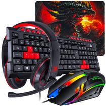 Kit Gamer Teclado Multimídia Mouse Óptico 1600dpi + Headset Gamer p2 + Pad Speed Estampado