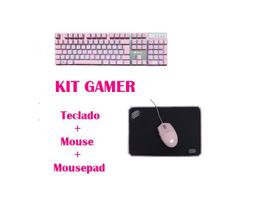 Kit Gamer Teclado Prismatic Pink + Mouse + Mouse Pad Arya - oex