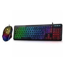 Kit Gamer Teclado Semi Mecânico e Mouse Óptico com 6 Botões DPI Ajustável Led RGB