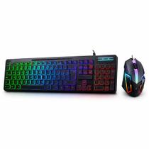 Kit Gamer Teclado Semi Mecanico e Mouse Sensor Óptico Led 2.4GHz