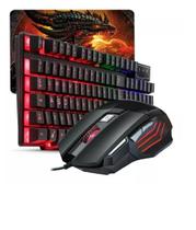 Kit Gamer Teclado Semi Mecanico Mouse RGB USB Mousepad Gamer