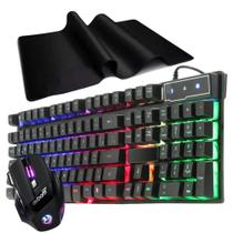 Kit gamer teclado semimecânico, mouse gamer 7 botões e mouse pad extragrande haiz