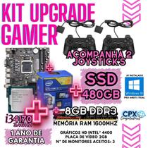 Kit Gamer upgrade, Core i3 4170, 8GB, SSD 480GB, PVídeo 2GB, Windows 10 Pro Trial c/jogos.