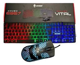 Kit Gamer Vital Eg57 Evolut Rainbow Lançamento Teclado Mouse