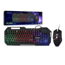 Kit gaming teclado metal com mouse led rgb abnt2 bk-g800