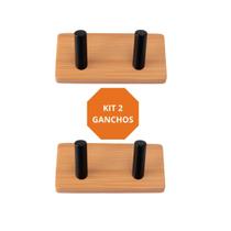 Kit Gancho Adesivo de Parede Duplo Bambu e Ferro 2 unidades Kit Gancho Adesivo de Parede Duplo Bambu e Ferro 2 unidades