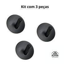 Kit gancho adesivo de parede porta cabide suporte preto