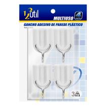 Kit gancho adesivo parede Branco 4 unidades 123útil original