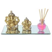 Kit Ganesha decorativa com base em espelho Hindu Deus Sorte Prosperidade Sabedoria Resina Kit Ganesha decorativa com base em espelho Hindu Deus Sorte Prosperidade Sabedoria Resina