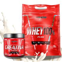 Kit Ganho de Massa Integralmédica Whey 100 Pure 900g Baunilha Creatina Hardcore 300g